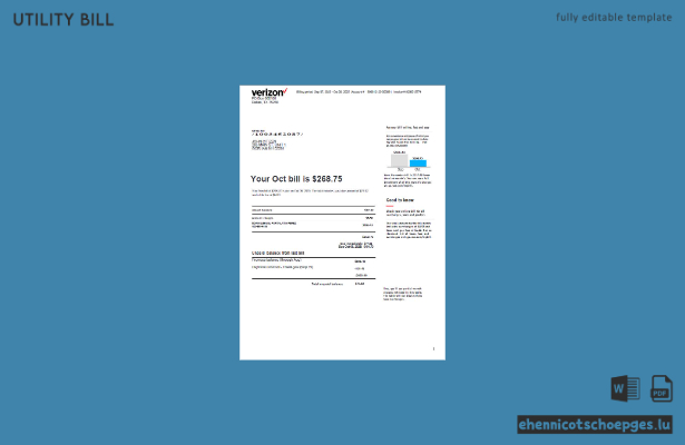 USA Verizon-Stromrechnung Word-Version 3.1 Beispielvorschau